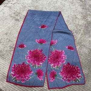 Vera Floral Blue and Pink Women's Silk Scarf